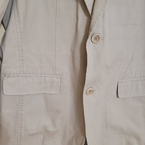 Banana Republic Mens Khaki Blazer Jacket 40R L 2 Button Office Preppy Minimalist - Picture 2 of 5